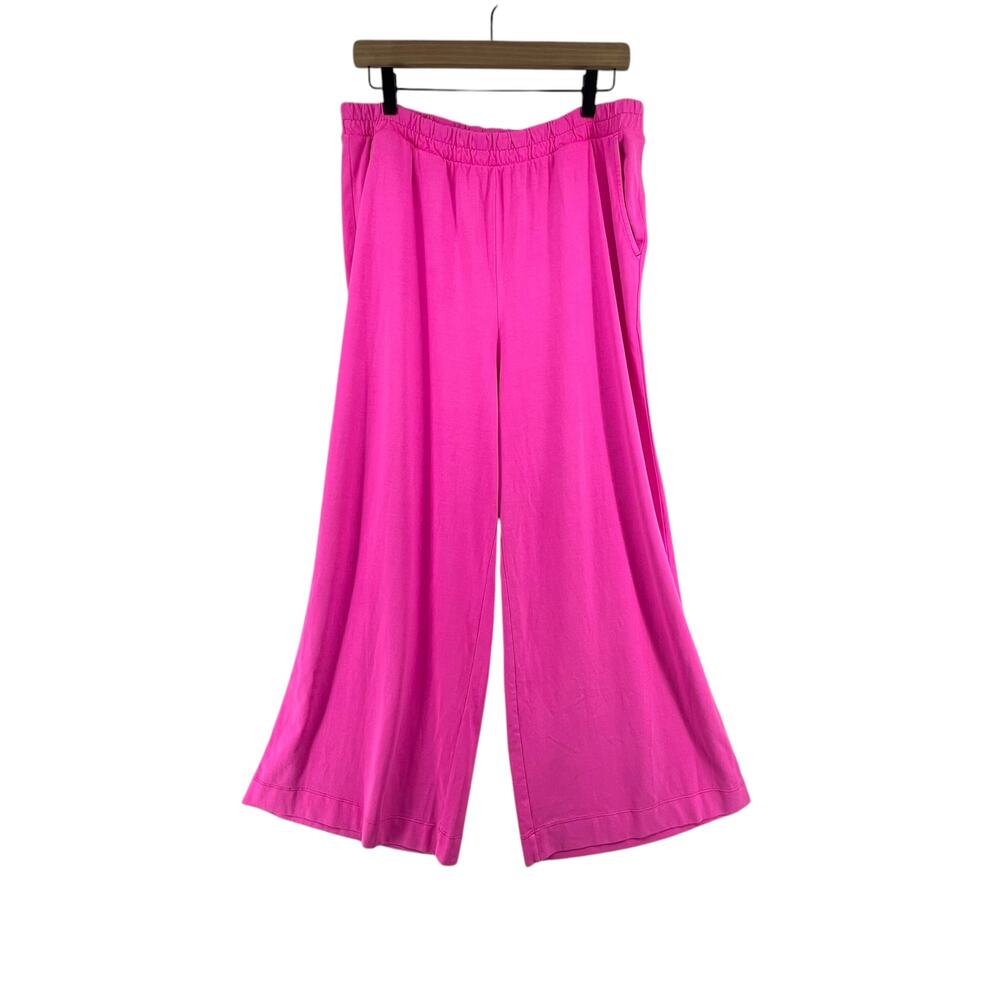 GAP Size Large Pants NEW Vibrant Hot Pink Wide Leg Cotton Pockets